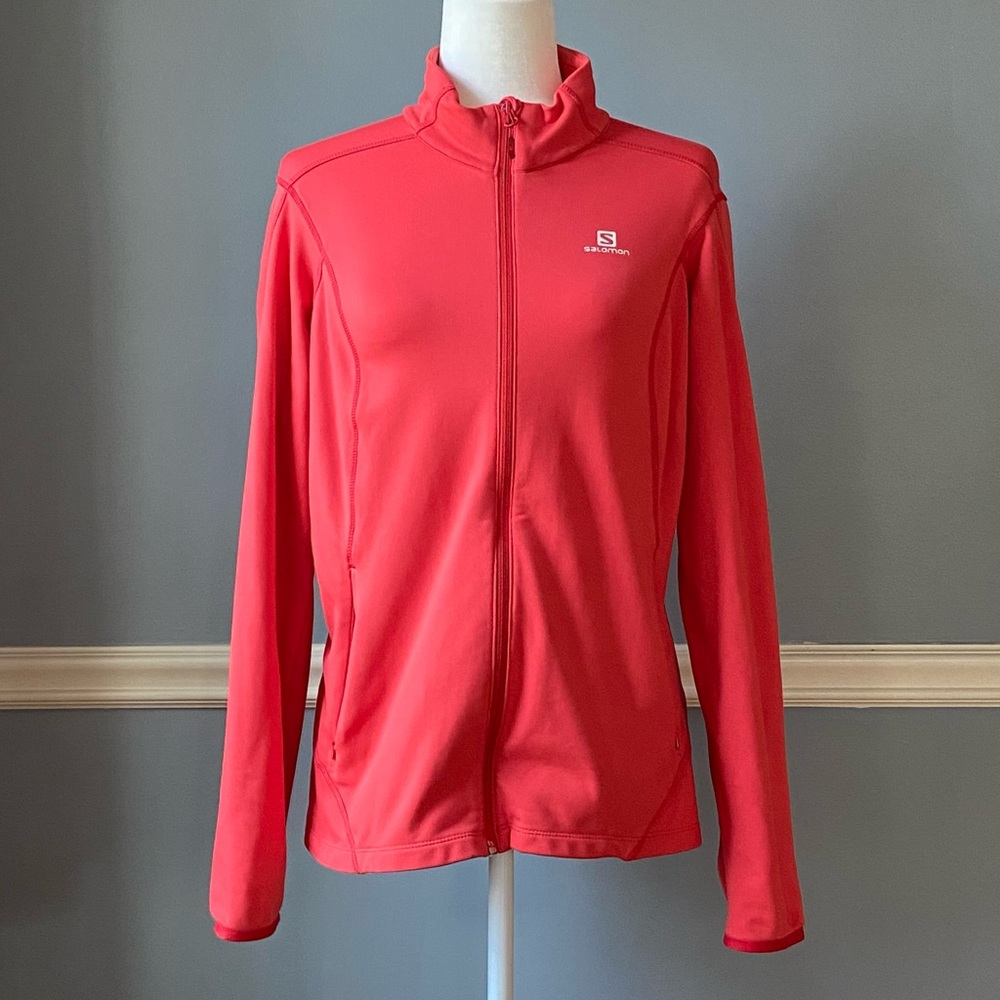 Salomon Acti-Therm Zip-Up Women’s Jacket, red coral color, size Large, EUC
